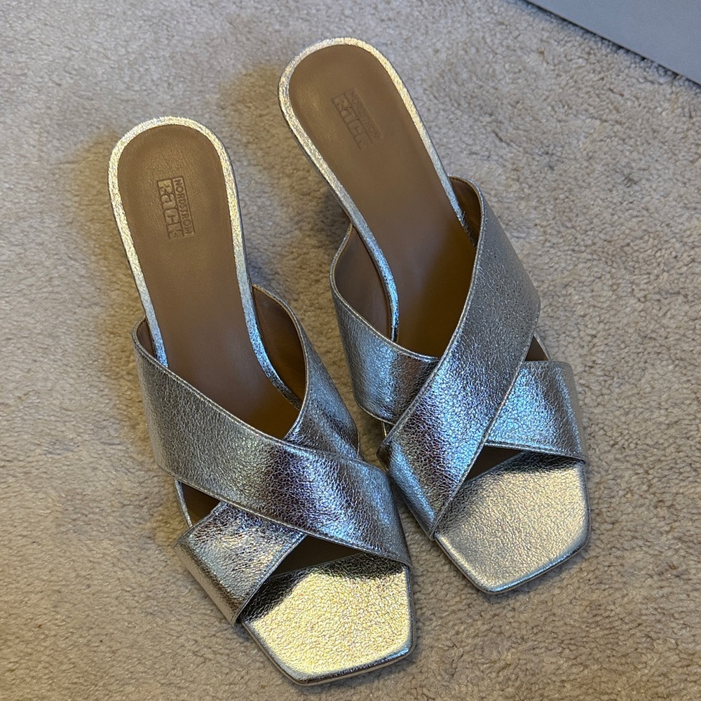Nordstrom Rack Silver Metallic Mules Size 8.5 NWt